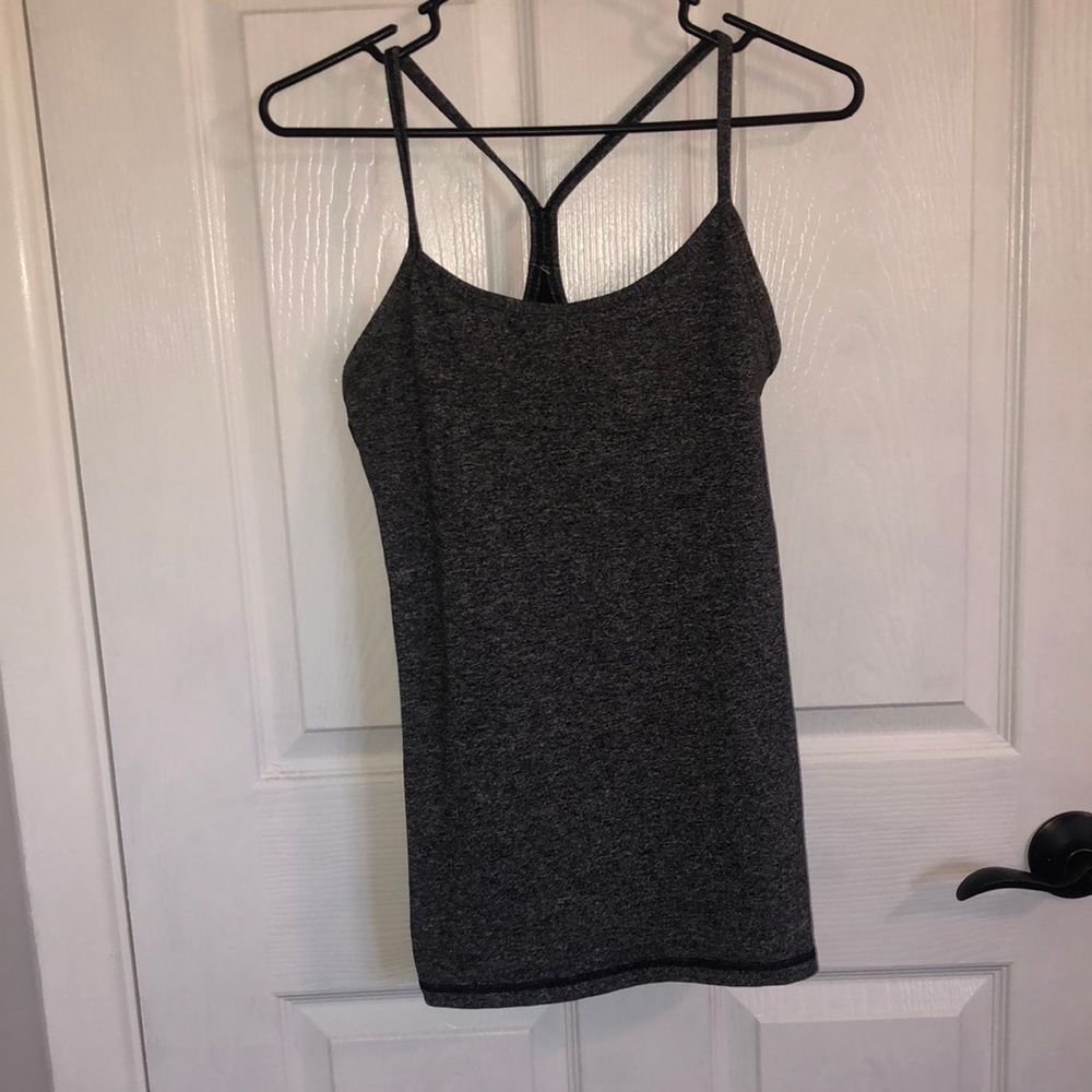 Grey and black lululemon tank top
